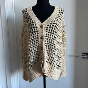 J Crew Montauk Relaxed Cardigan Womens Medium Buff Clay Oversized